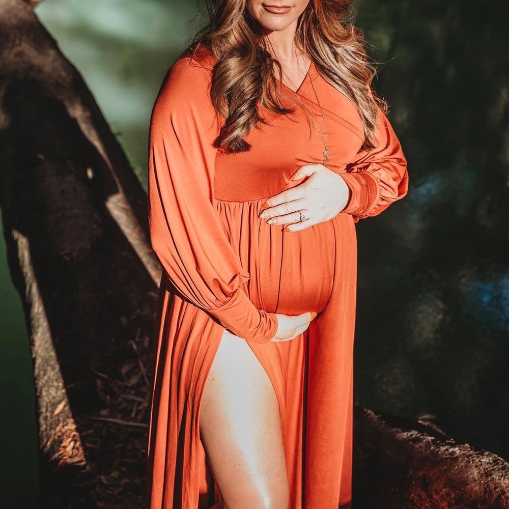 Burnt orange maternity dress